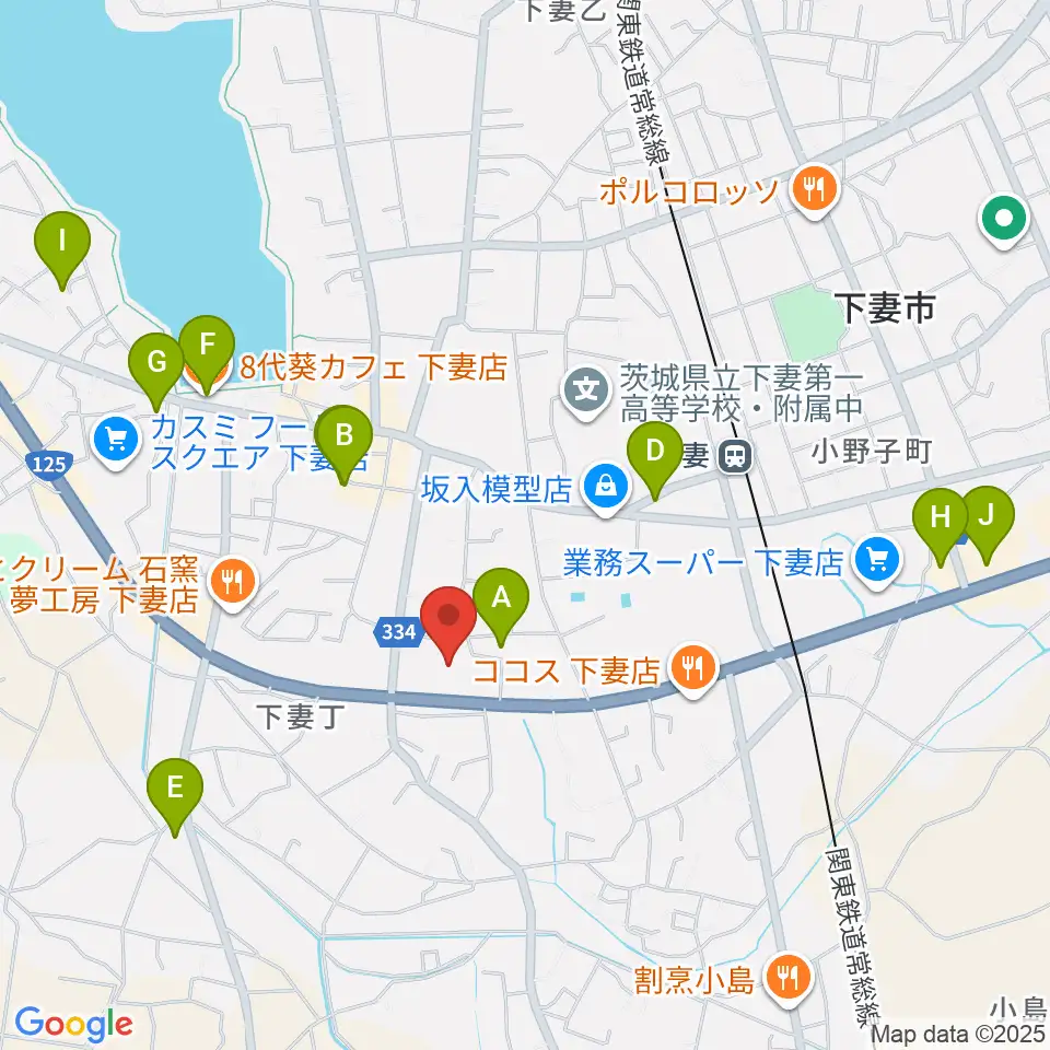 粉クリ・ドームしもつま周辺のカフェ一覧地図