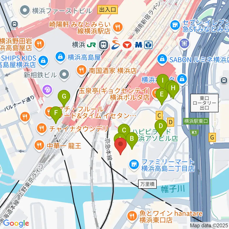 YOKOHAMA COAST garage+周辺のカフェ一覧地図