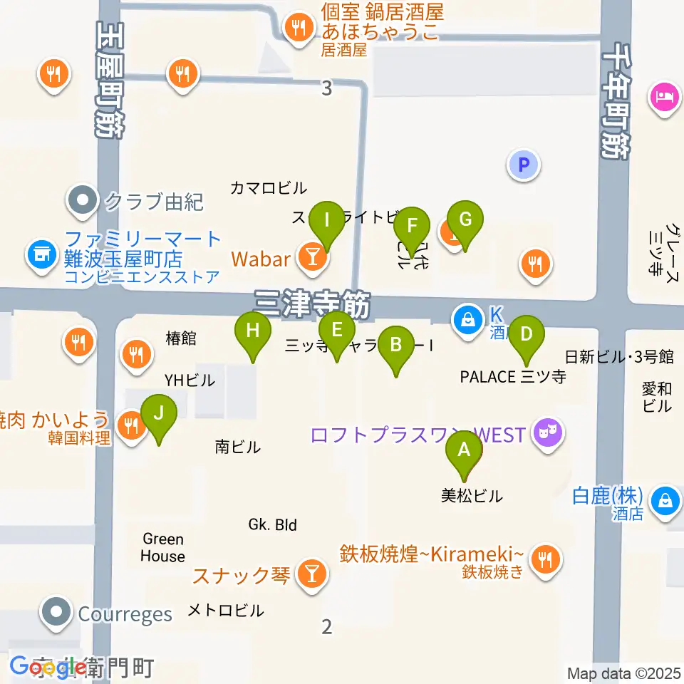 PLUSWIN HALL 大阪周辺のカフェ一覧地図