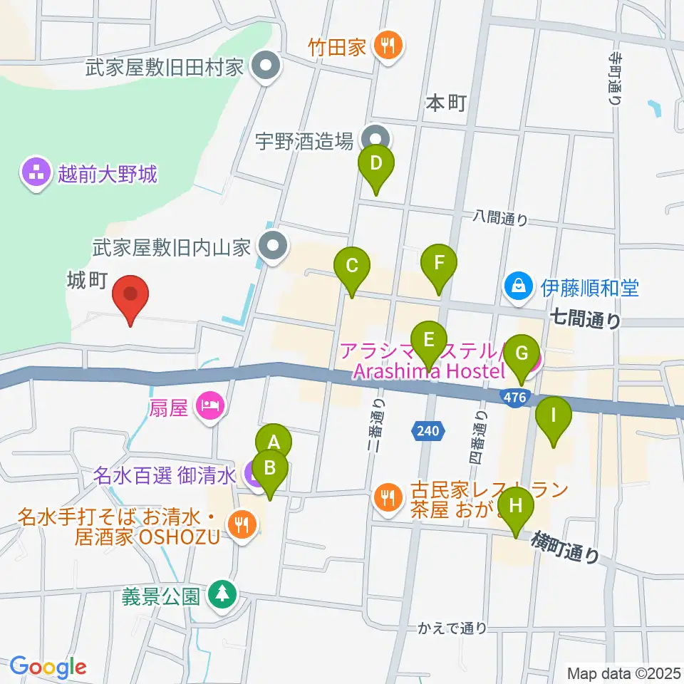 大野市民俗資料館周辺のカフェ一覧地図