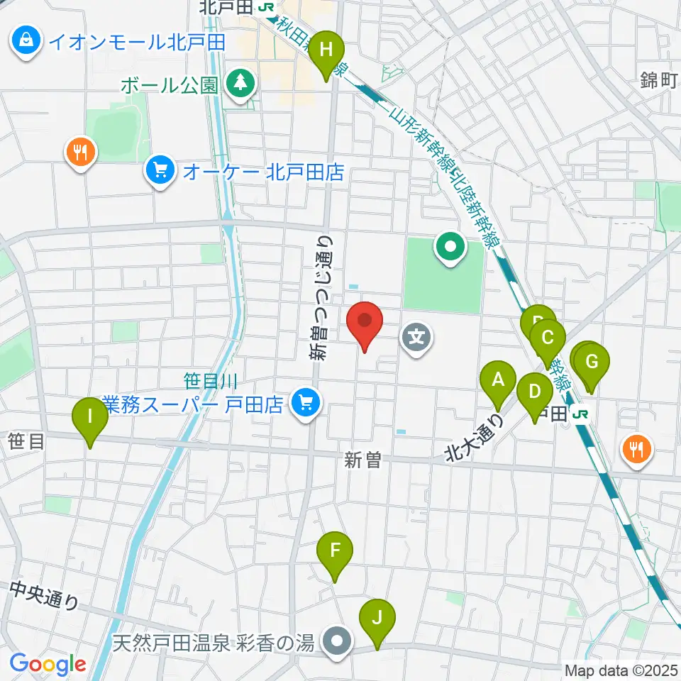 戸田市立郷土博物館周辺のカフェ一覧地図