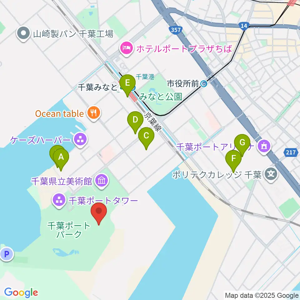 千葉ポートーパーク野外ステージ周辺のカフェ一覧地図