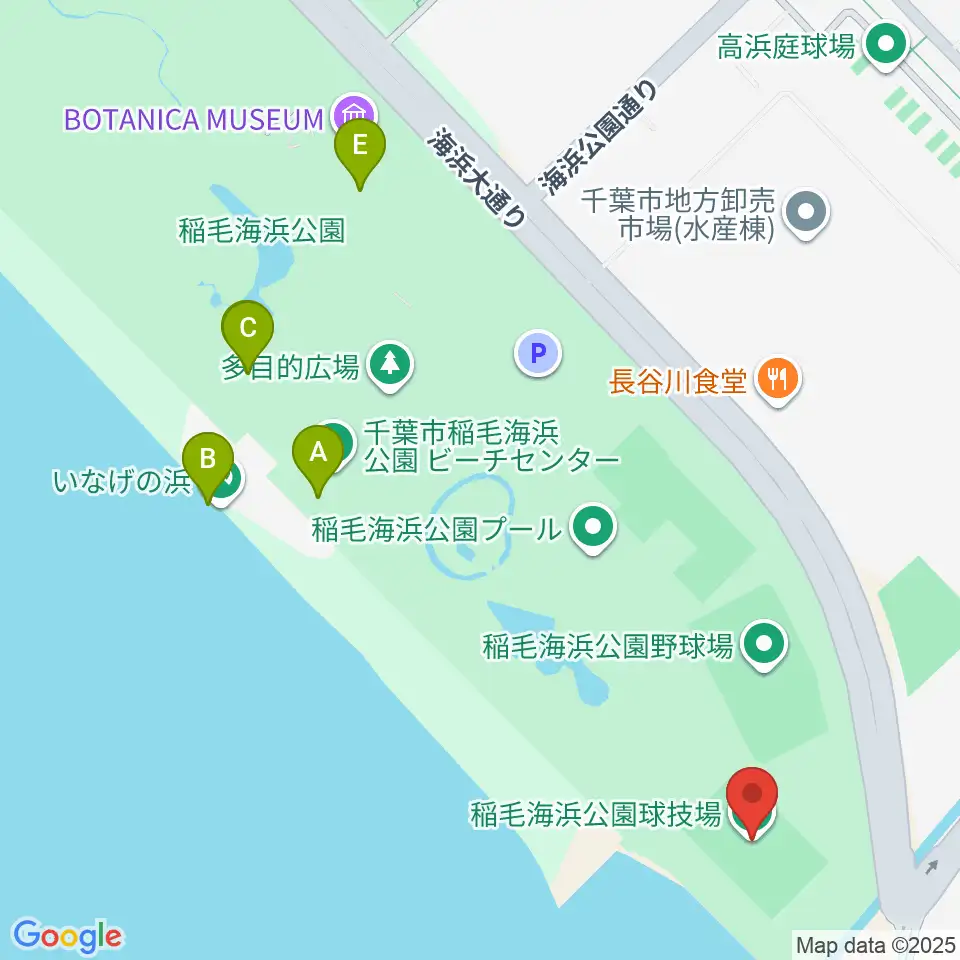 稲毛海浜公園球技場周辺のカフェ一覧地図