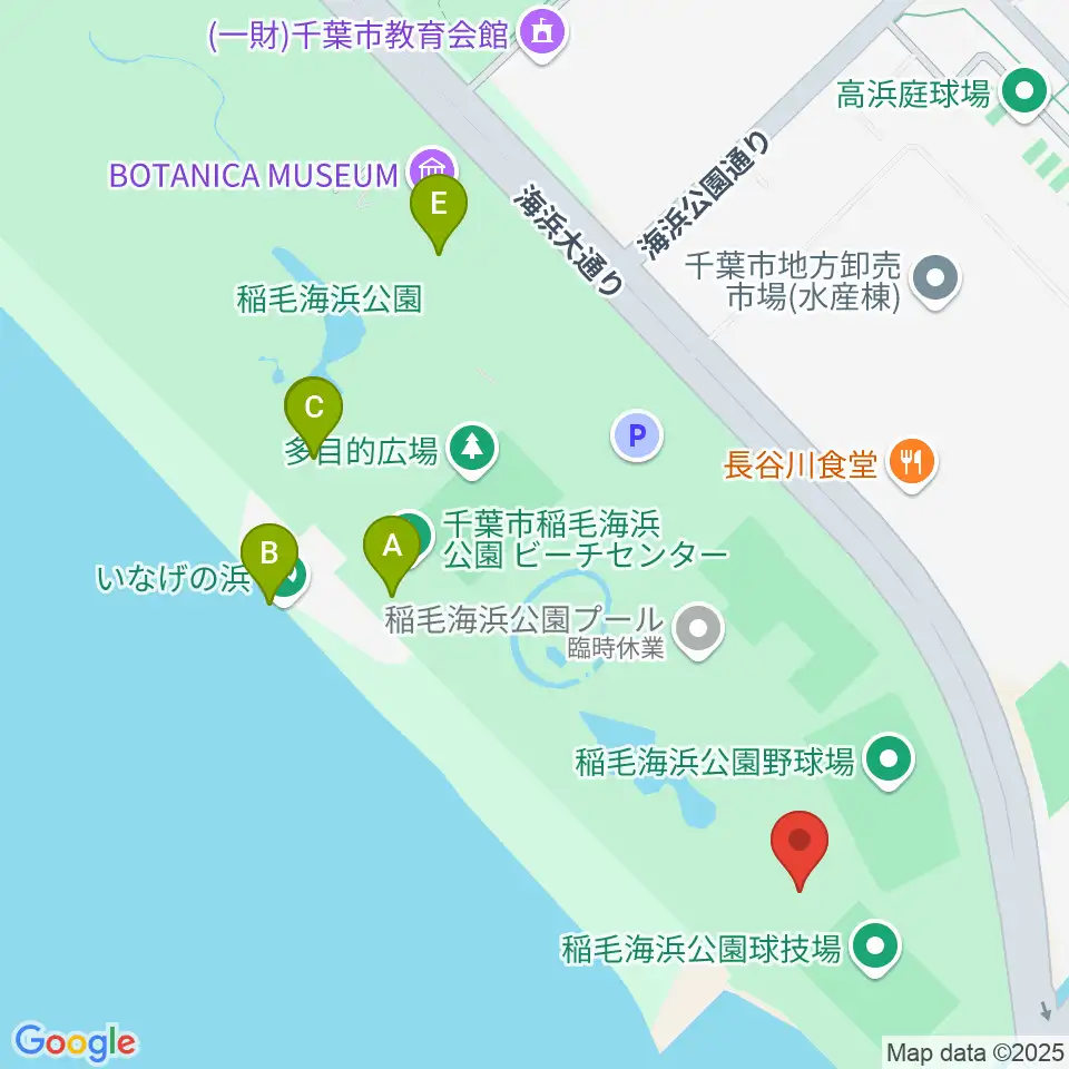 稲毛海浜公園屋内運動場周辺のカフェ一覧地図