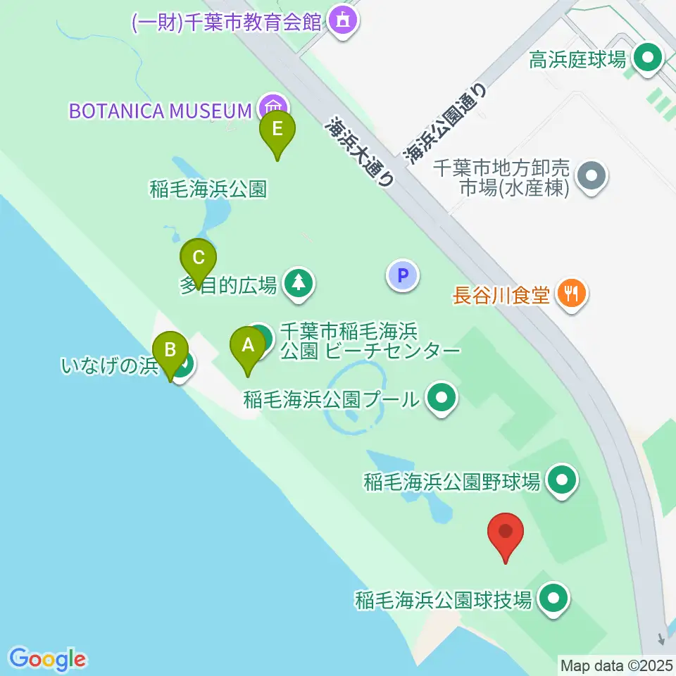 稲毛海浜公園屋内運動場周辺のカフェ一覧地図