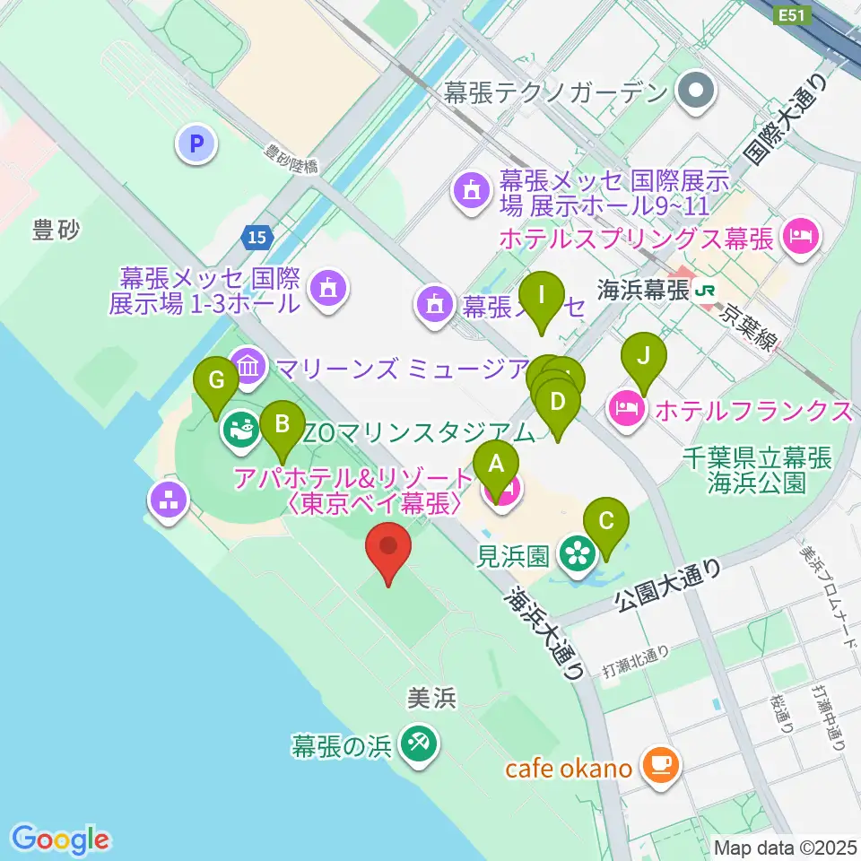 JFA夢フィールドC・Dピッチ周辺のカフェ一覧地図