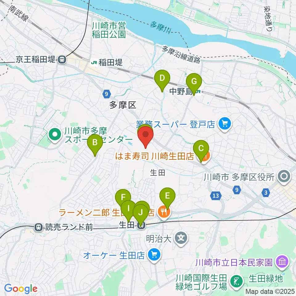 Soundcoreアリーナ周辺のカフェ一覧地図