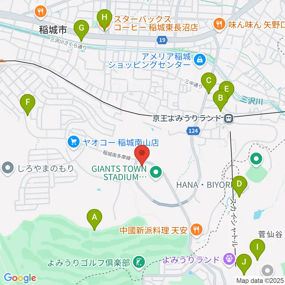 ジャイアンツタウンサブグラウンド周辺のカフェ一覧地図