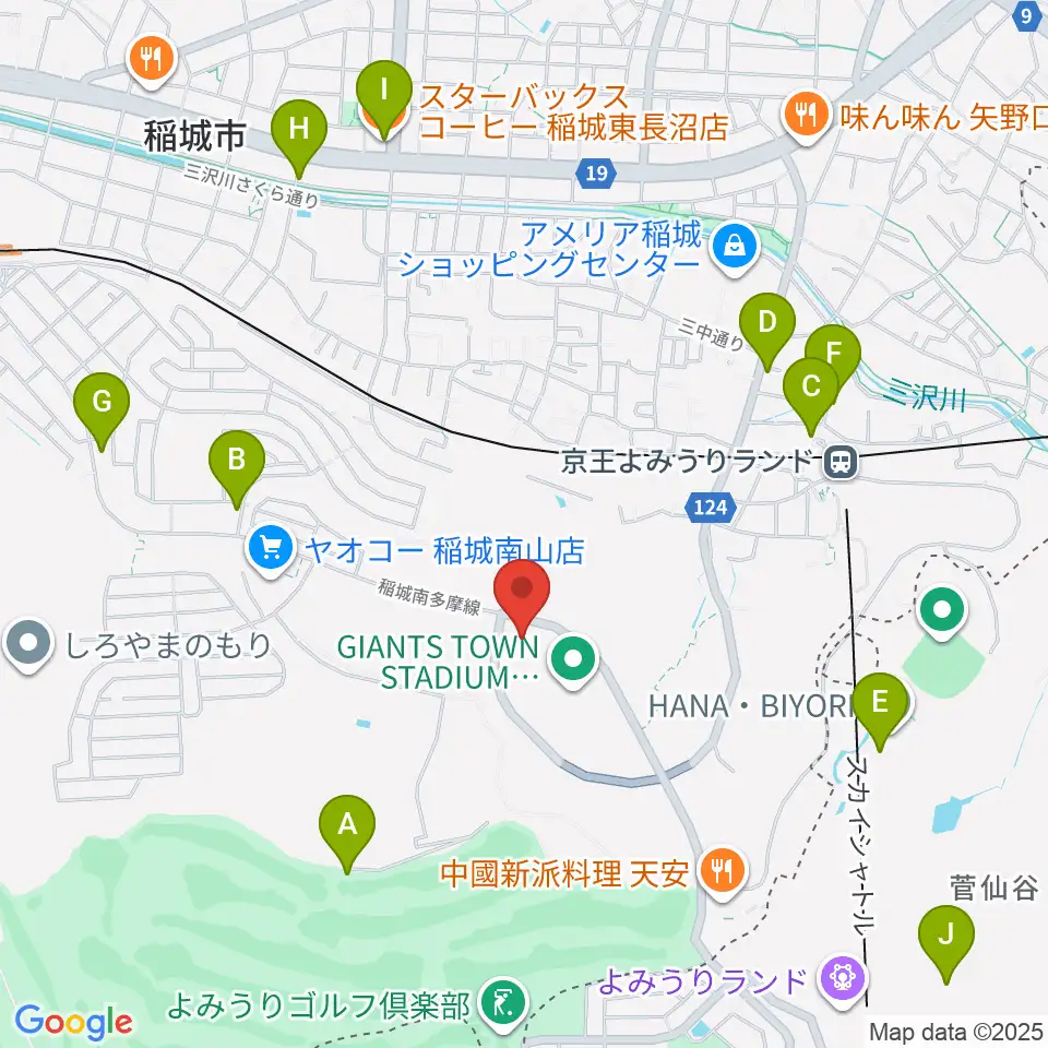 ジャイアンツタウンサブグラウンド周辺のカフェ一覧地図