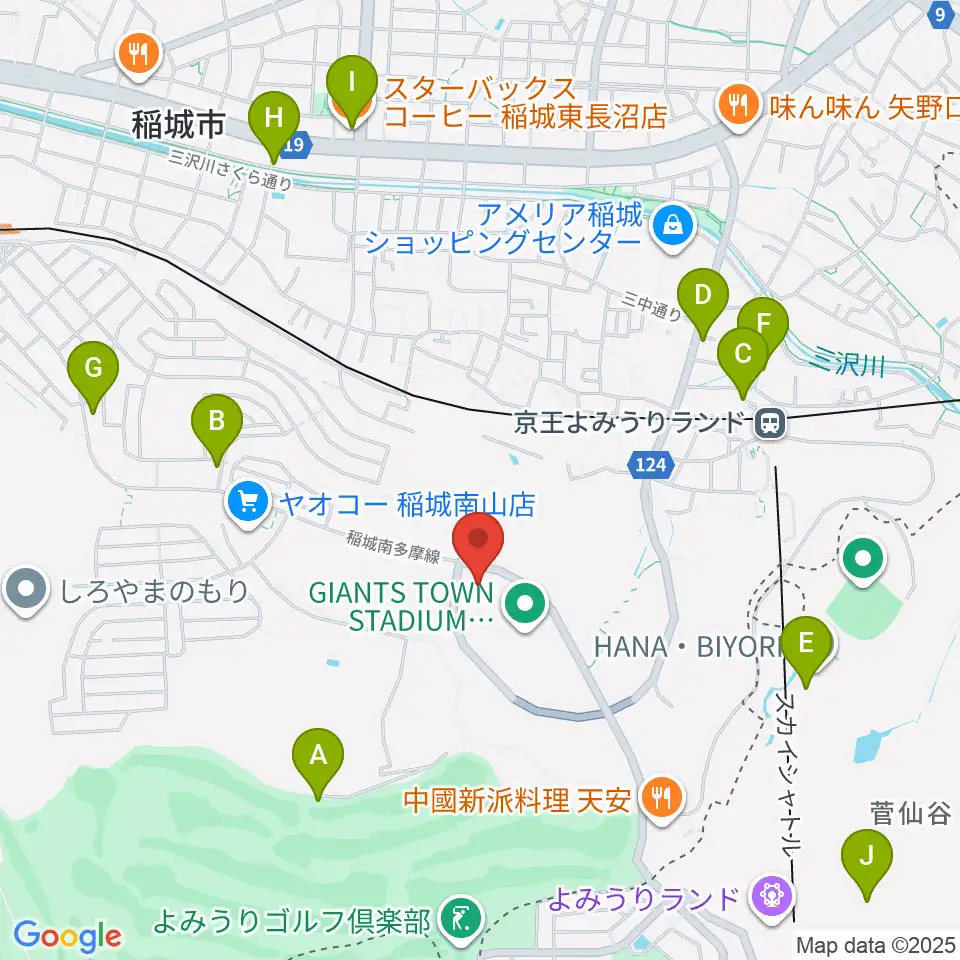 ジャイアンツタウンサブグラウンド周辺のカフェ一覧地図