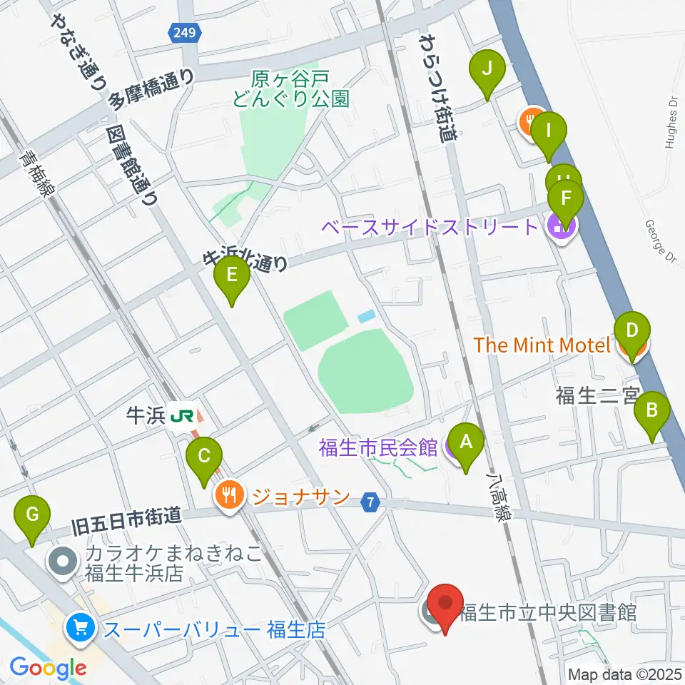 福生市郷土資料室周辺のカフェ一覧地図