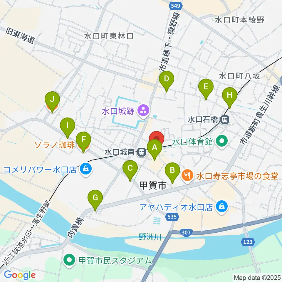 甲賀市水口歴史民俗資料館周辺のカフェ一覧地図