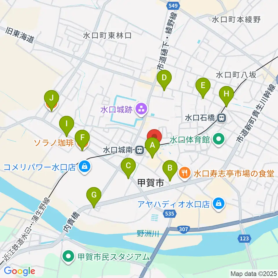 甲賀市水口歴史民俗資料館周辺のカフェ一覧地図