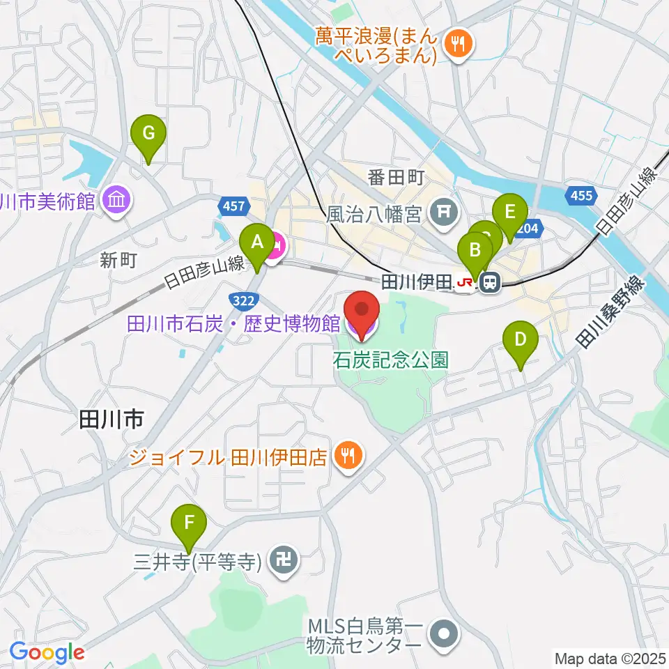 田川市石炭・歴史博物館周辺のカフェ一覧地図