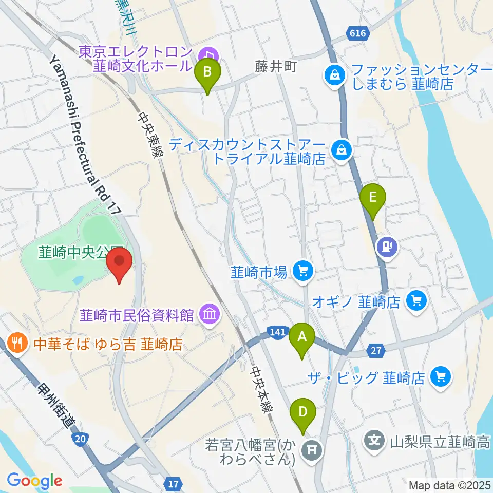 東京エレクトロン 韮崎アリーナ周辺のカフェ一覧地図