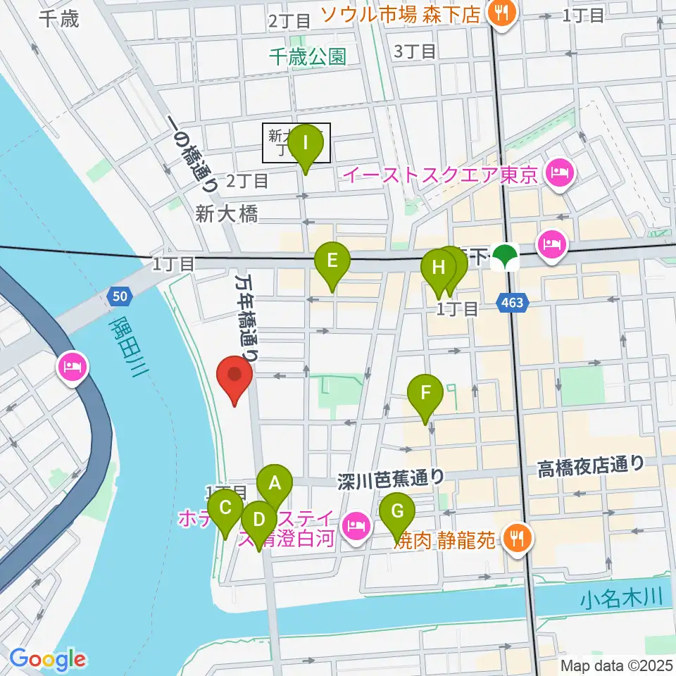 江東区芭蕉記念館周辺のカフェ一覧地図