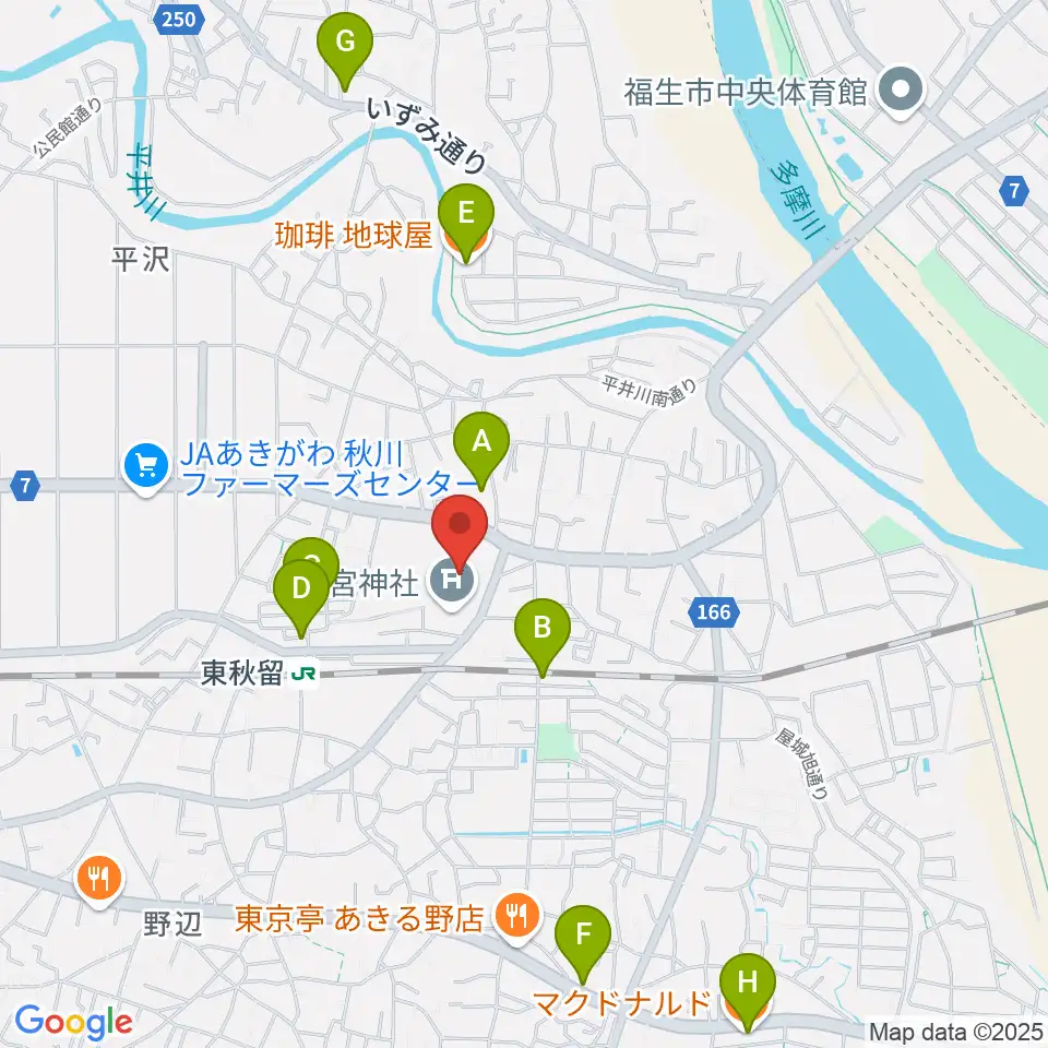 二宮考古館周辺のカフェ一覧地図