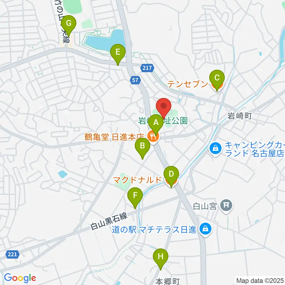 岩崎城歴史記念館周辺のカフェ一覧地図