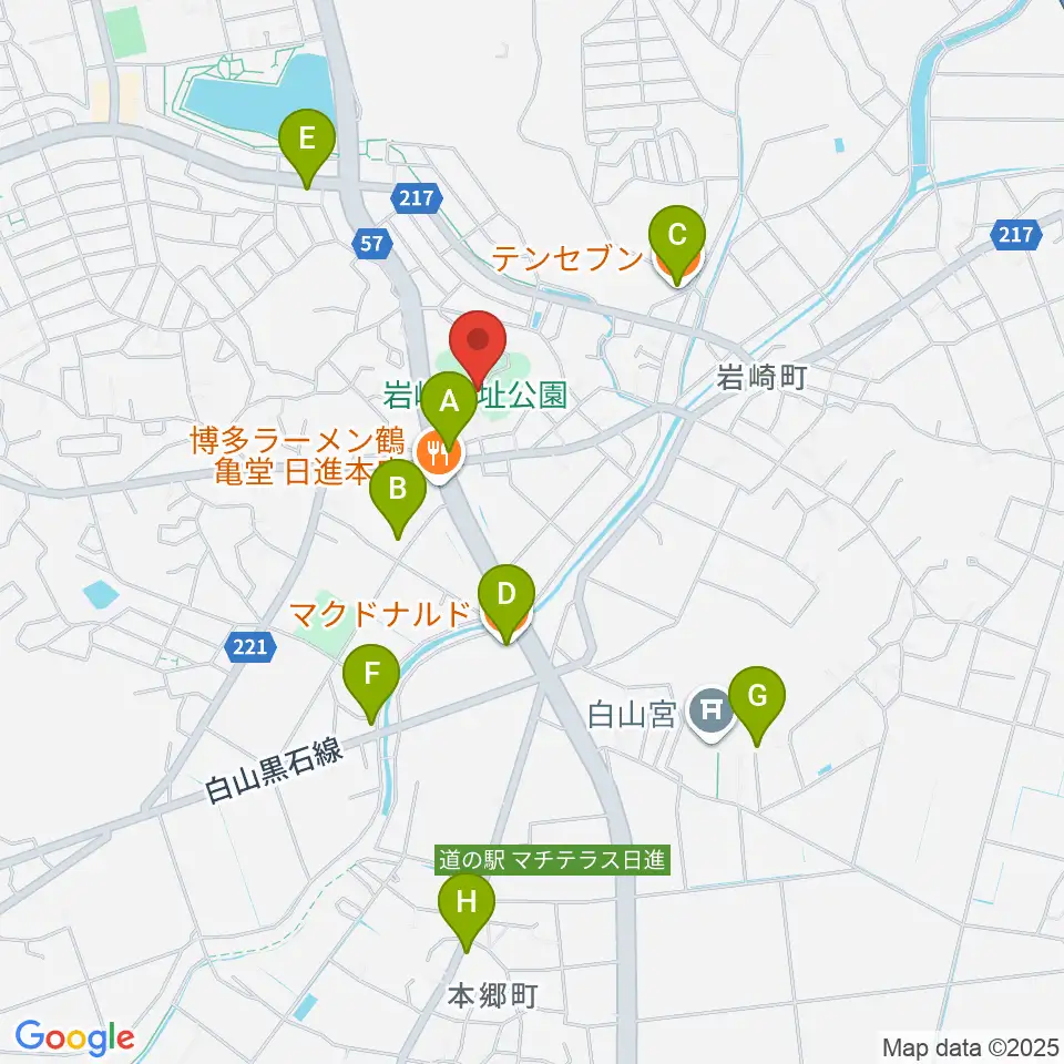 岩崎城歴史記念館周辺のカフェ一覧地図