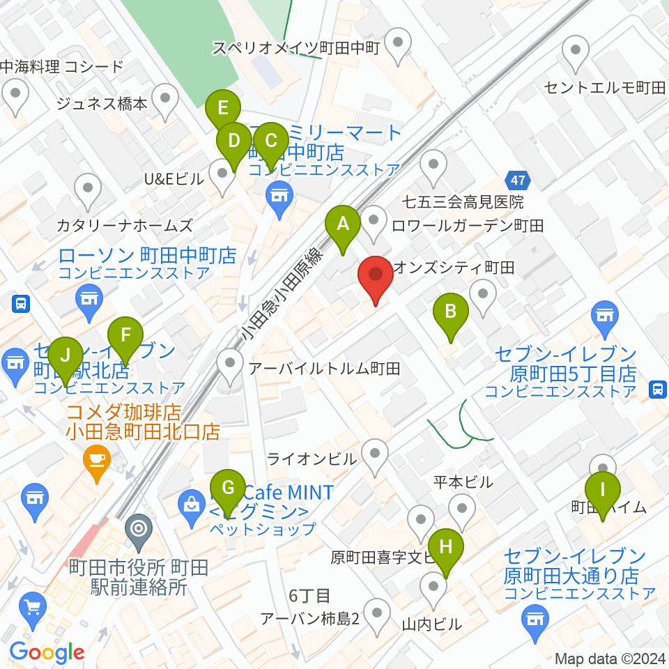 スタジオアクト町田周辺のカフェ一覧地図