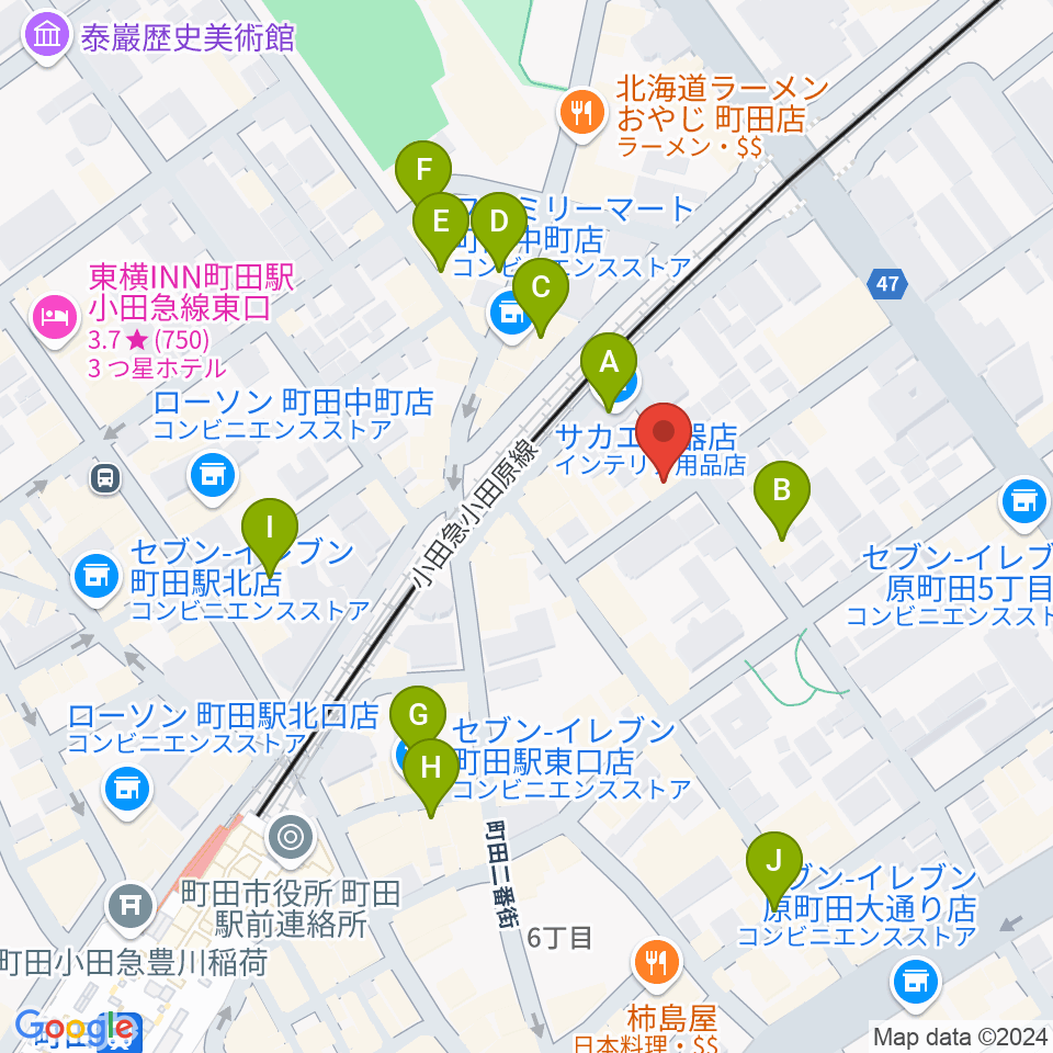 スタジオアクト町田周辺のカフェ一覧地図