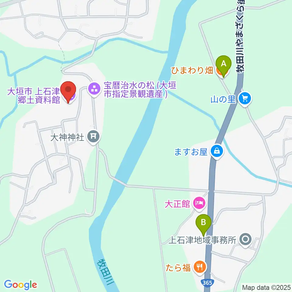 上石津郷土資料館周辺のカフェ一覧地図