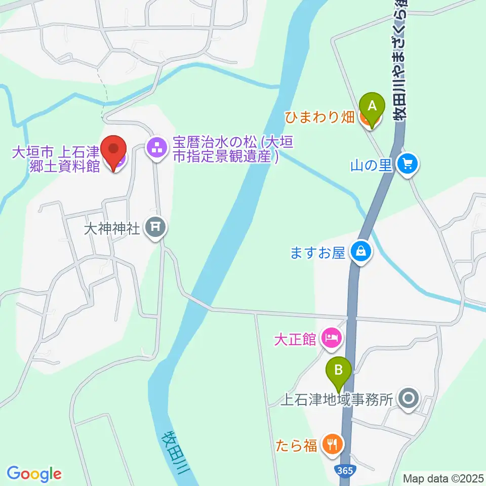 上石津郷土資料館周辺のカフェ一覧地図
