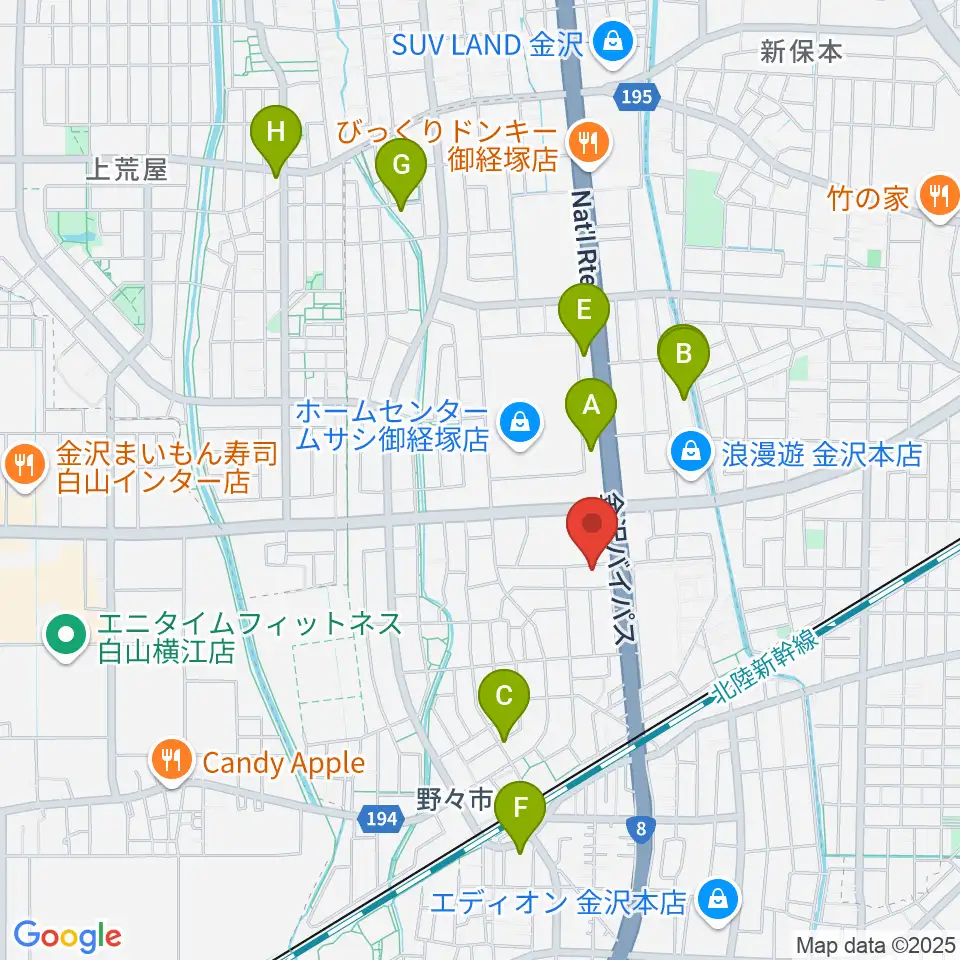野々市市ふるさと歴史館周辺のカフェ一覧地図