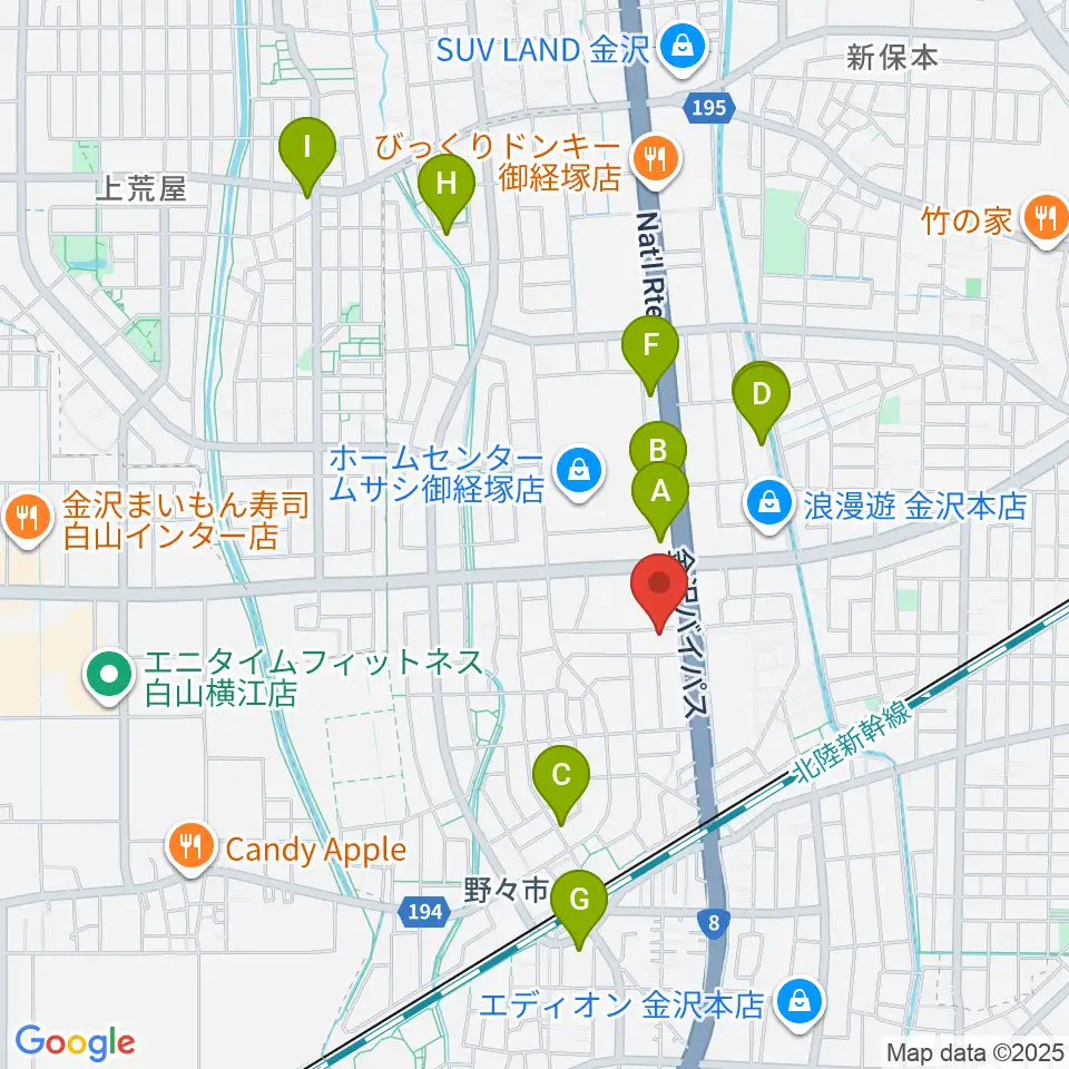 野々市市ふるさと歴史館周辺のカフェ一覧地図