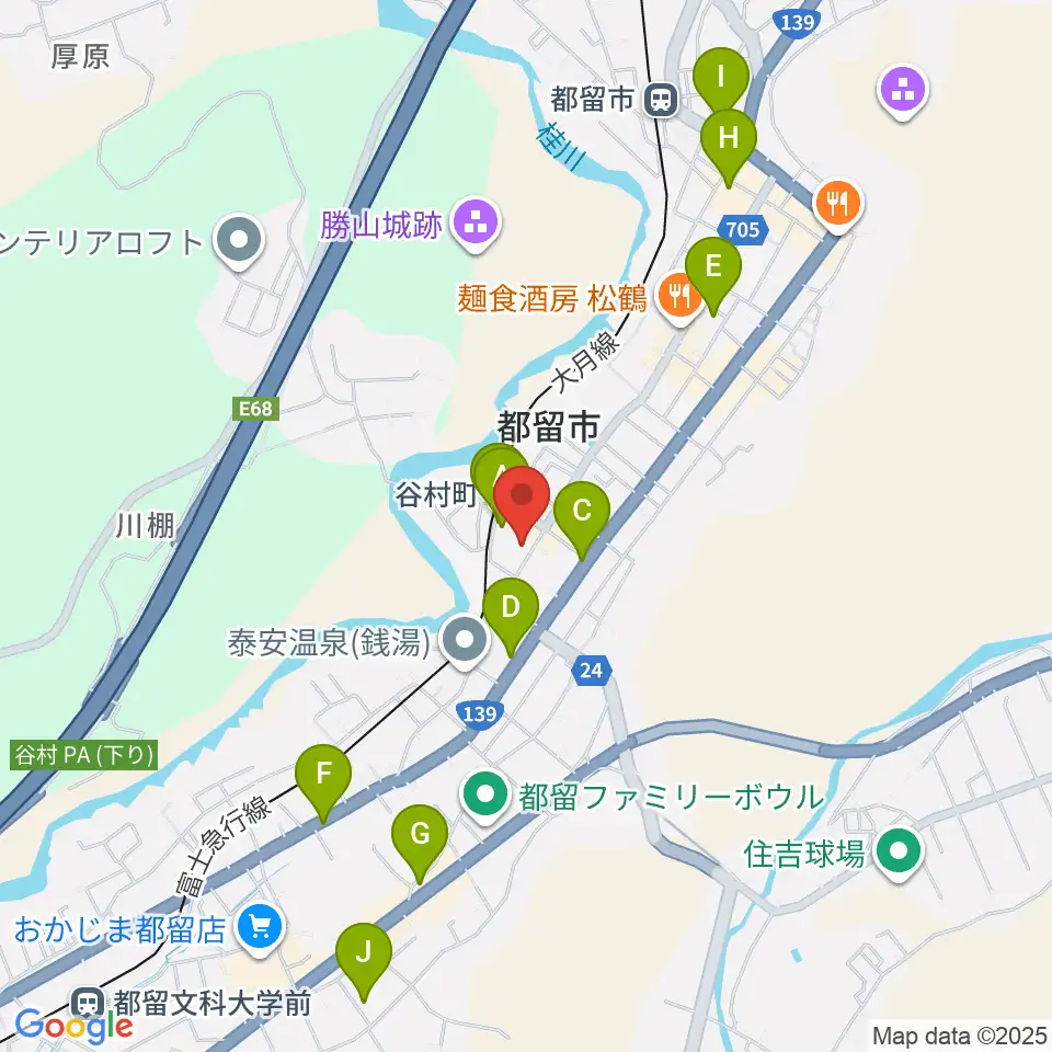 ミュージアム都留周辺のカフェ一覧地図