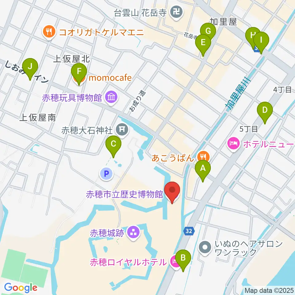 塩と義士の館赤穂化成ミュージアム周辺のカフェ一覧地図