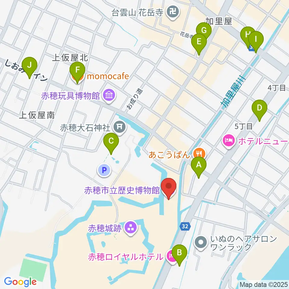 塩と義士の館赤穂化成ミュージアム周辺のカフェ一覧地図