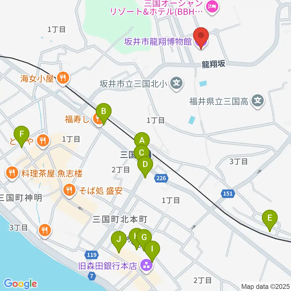 坂井市龍翔博物館周辺のカフェ一覧地図
