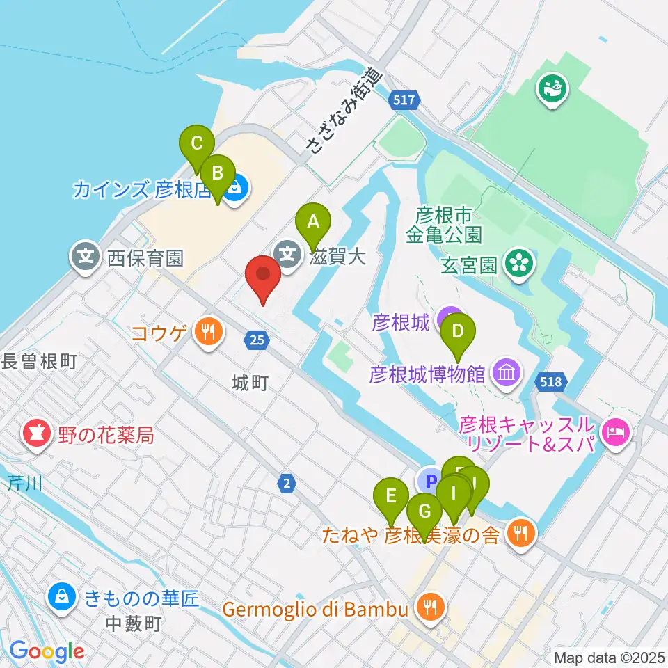 滋賀大学経済学部附属史料館周辺のカフェ一覧地図