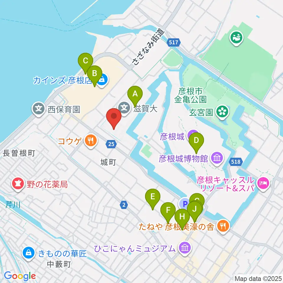 滋賀大学経済学部附属史料館周辺のカフェ一覧地図