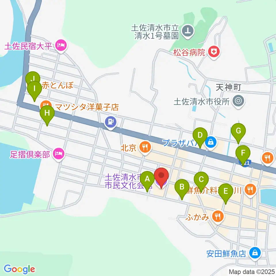 土佐清水市市民文化会館くろしおホール周辺のカフェ一覧地図