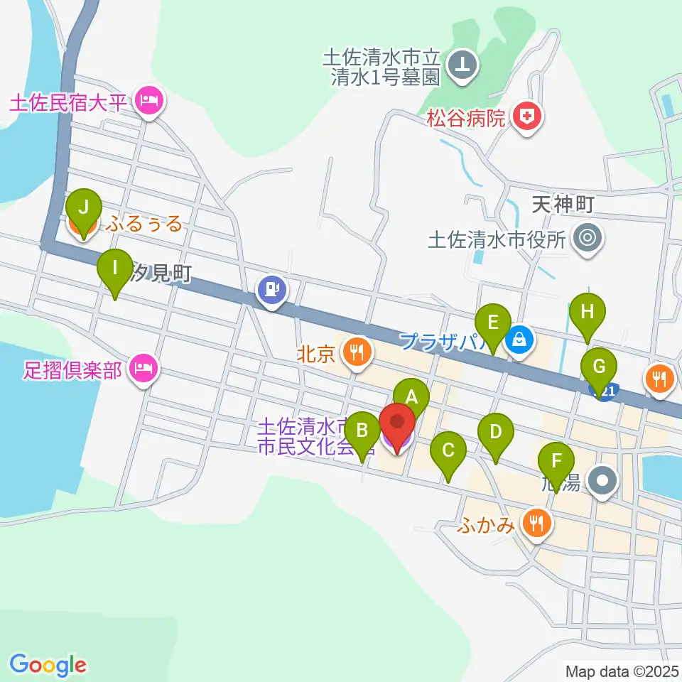 土佐清水市市民文化会館くろしおホール周辺のカフェ一覧地図