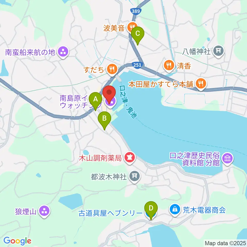 南島原市口之津歴史民俗資料館周辺のカフェ一覧地図