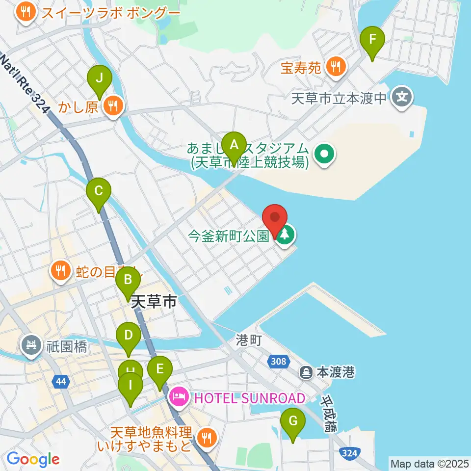 天草市立本渡歴史民俗資料館周辺のカフェ一覧地図