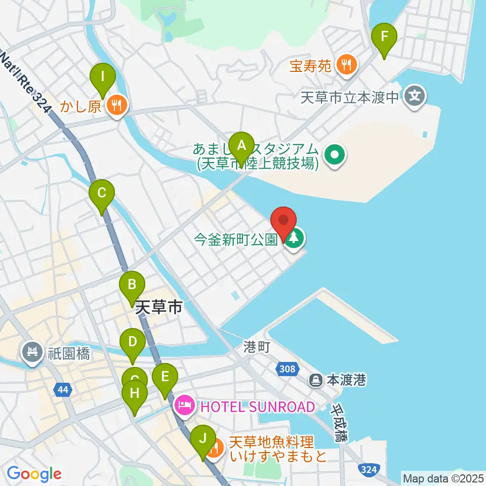 天草市立本渡歴史民俗資料館周辺のカフェ一覧地図