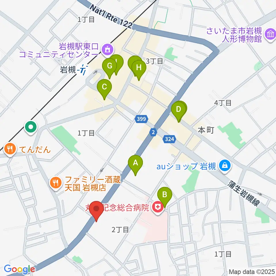 さいたま市岩槻郷土資料館周辺のカフェ一覧地図