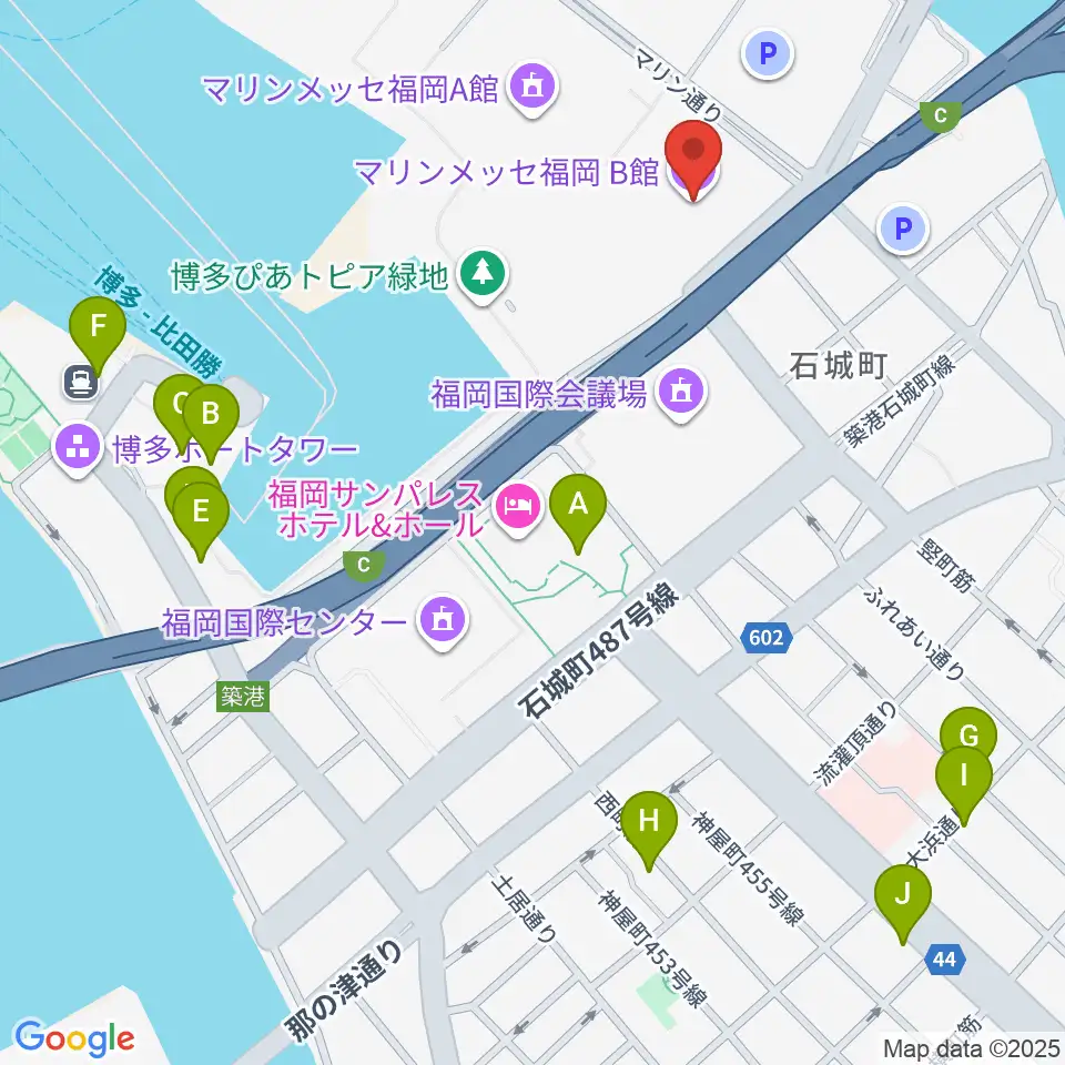 マリンメッセ福岡B館周辺のカフェ一覧地図