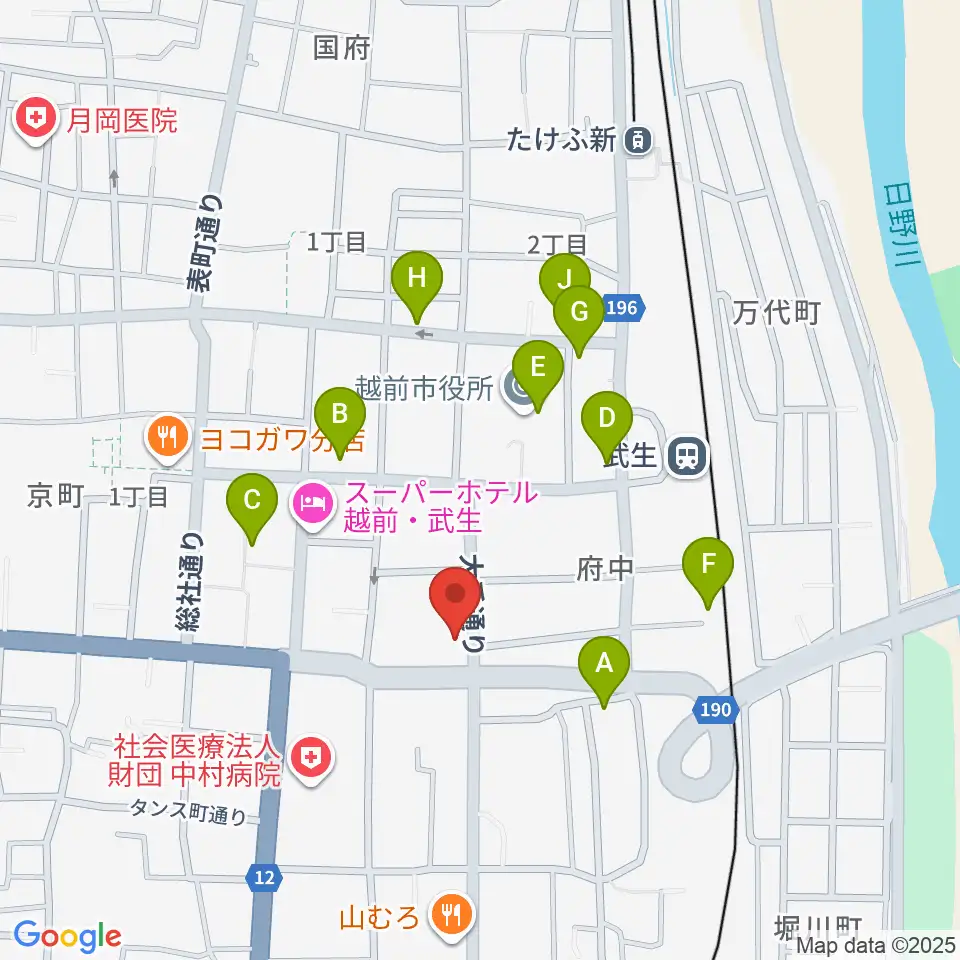 武生公会堂記念館周辺のカフェ一覧地図