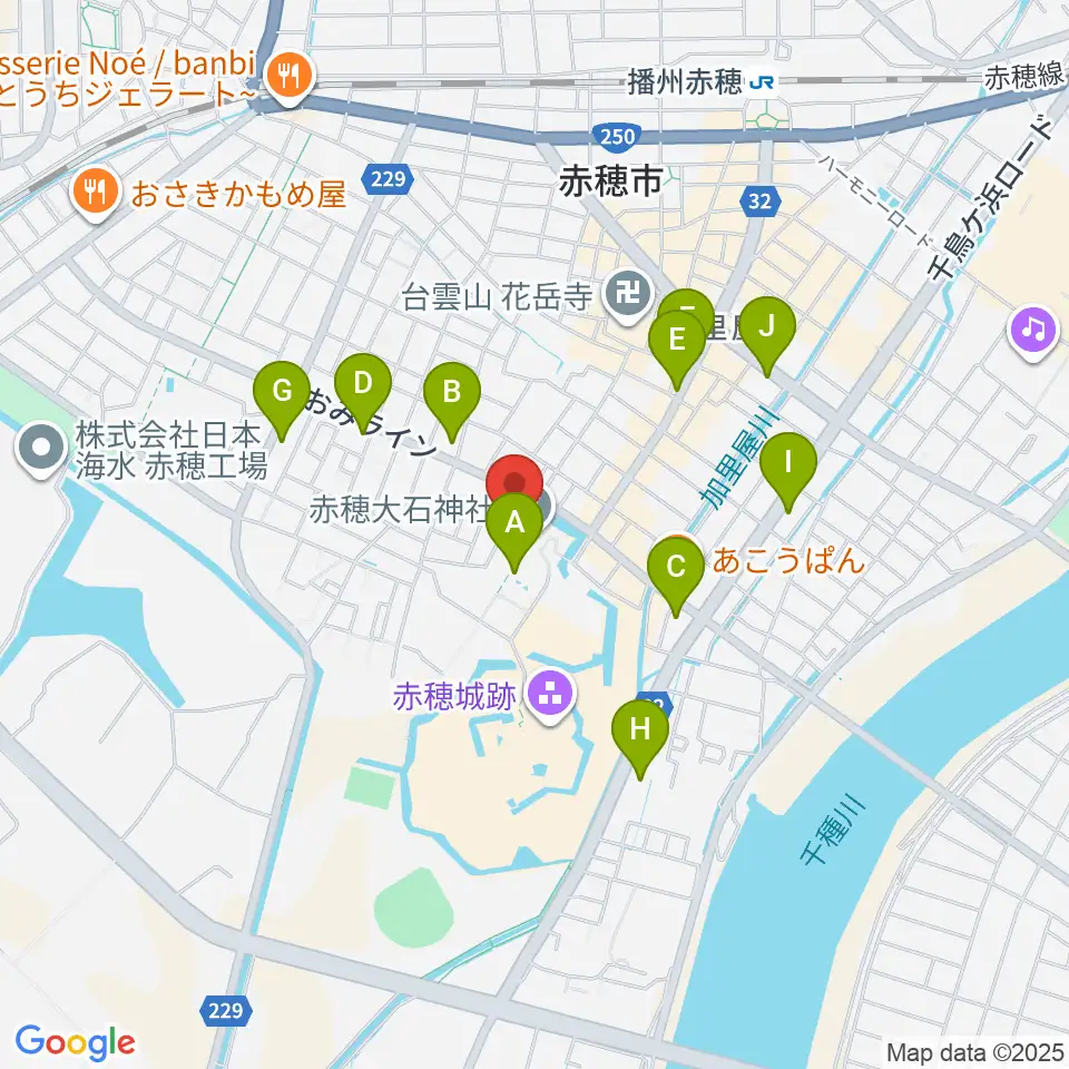 大石神社義士史料館周辺のカフェ一覧地図