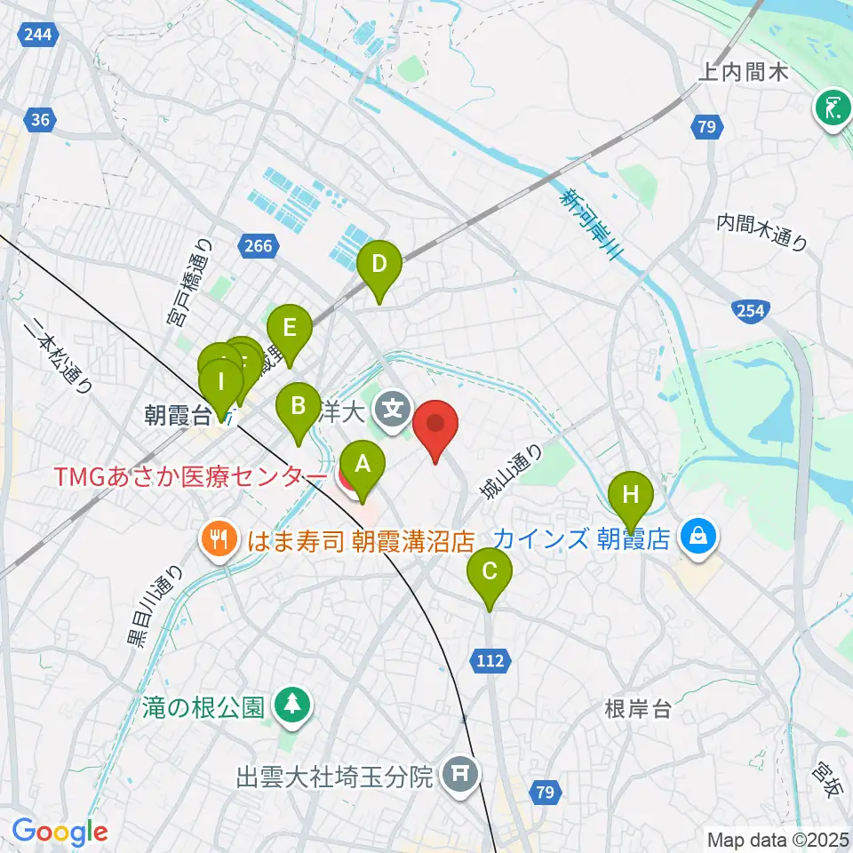 朝霞市博物館周辺のカフェ一覧地図