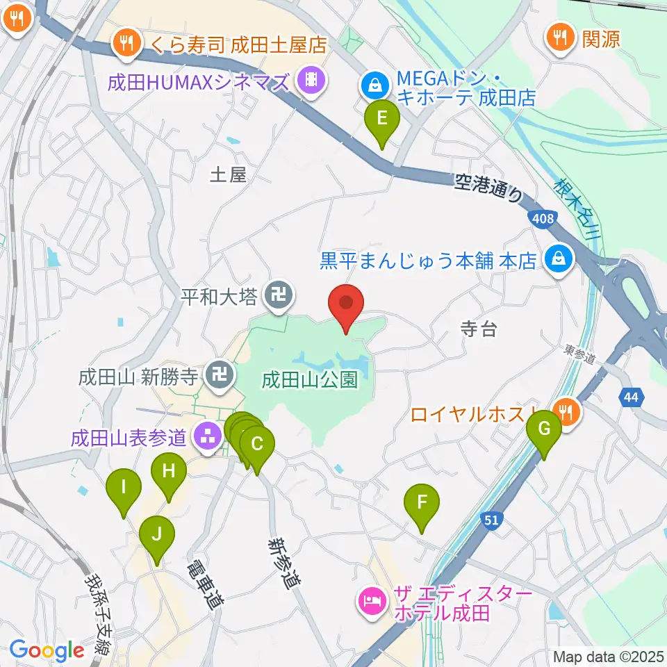 成田山書道美術館周辺のカフェ一覧地図