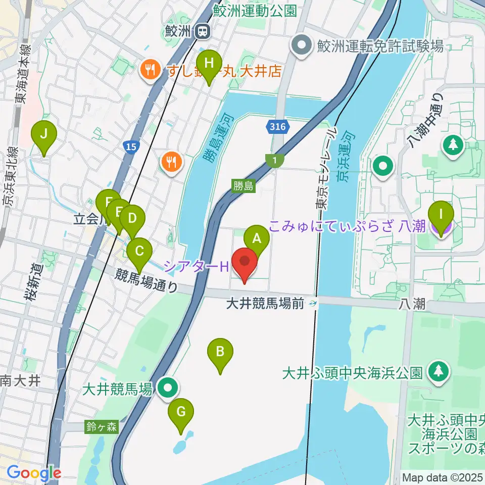 シアターH周辺のカフェ一覧地図