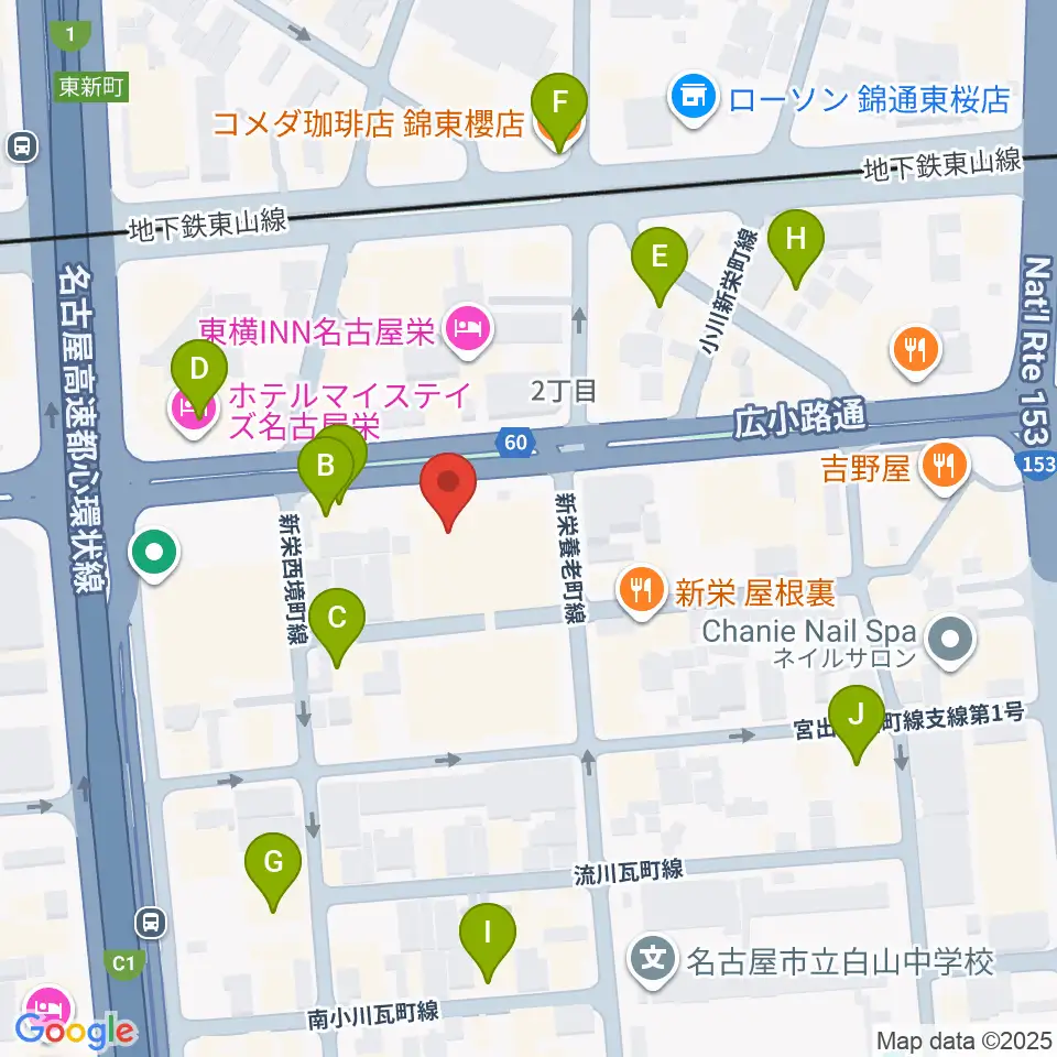 CBCホール周辺のカフェ一覧地図