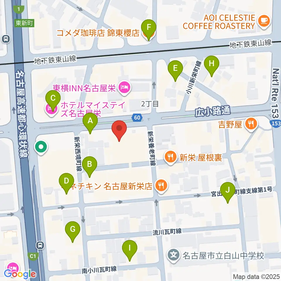 CBCホール周辺のカフェ一覧地図