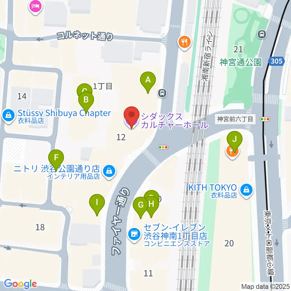 シダックスカルチャーホール周辺のカフェ一覧地図